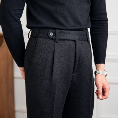 Pants - Polyester Blend Herringbone & Neat Drape And Ease