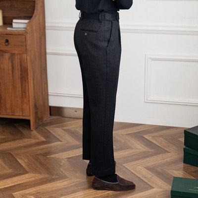 Pants - Polyester Blend Herringbone & Neat Drape And Ease